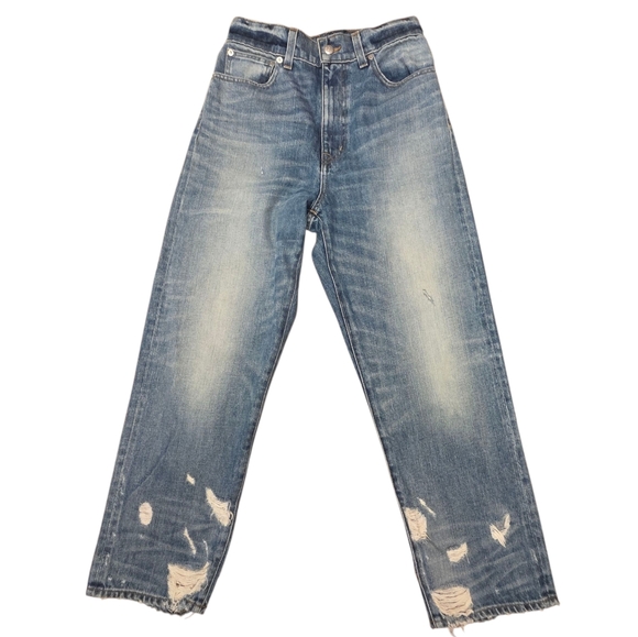 Madewell Rivet & Thread High-Waist Distressed Stovepipe Boyfriend Jeans Size 27 - Picture 1 of 14